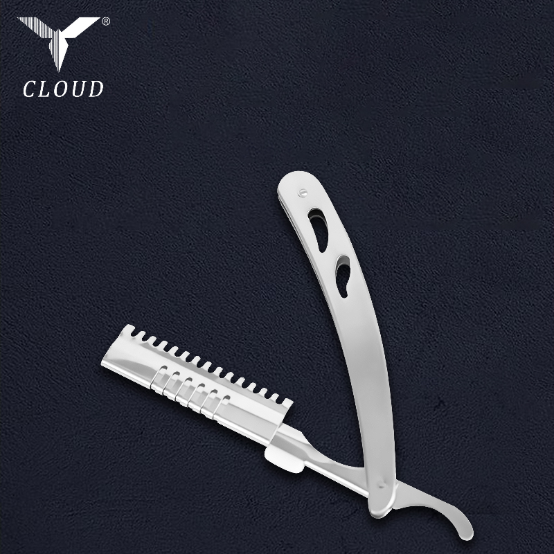 مقبض ماكينة حلاقة مستقيم مموج من الفولاذ المقاوم للصدأ