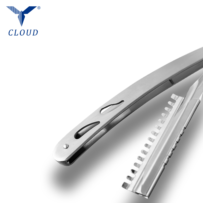 مقبض ماكينة حلاقة مستقيم مموج من الفولاذ المقاوم للصدأ